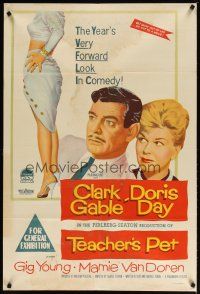 4e759 TEACHER'S PET Aust 1sh '58 teacher Doris Day, pupil Clark Gable, sexy Van Doren's body!