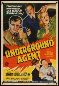 4e773 UNDERGROUND AGENT Aust 1sh '42 Bruce Bennett, WWII, trapping Nazi wire-tappers!