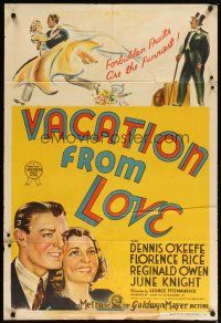 4e775 VACATION FROM LOVE Aust 1sh '38 artwork of bride Florence Rice & groom Dennis O'Keefe!