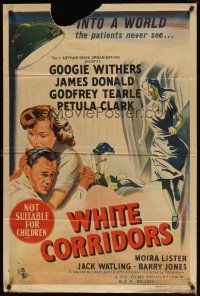 4e779 WHITE CORRIDORS Aust 1sh '51 art of nurse Googie Withers & Doctor James Donald!