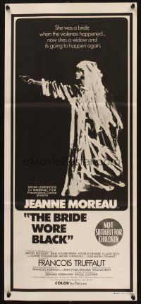 4e824 BRIDE WORE BLACK Aust daybill '68 Francois Truffaut's La Mariee Etait en Noir, Jeanne Moreau
