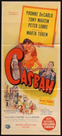4e831 CASBAH Aust daybill '48 artwork of sexy Yvonne De Carlo & Tony Martin!