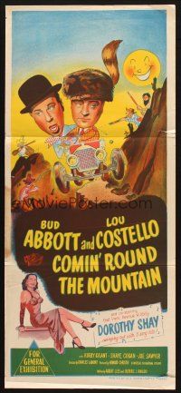 4e834 COMIN' ROUND THE MOUNTAIN Aust daybill '51 wacky hillbillies Bud Abbott & Lou Costello!