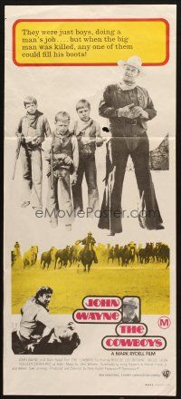 4e838 COWBOYS Aust daybill '72 big John Wayne gave these young boys their chance to become men!