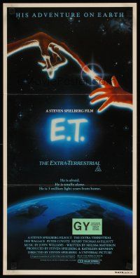 4e851 E.T. THE EXTRA TERRESTRIAL Aust daybill '82 Steven Spielberg, great John Alvin artwork!
