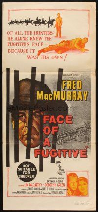 4e856 FACE OF A FUGITIVE Aust daybill '59 great artwork of cowboy Fred MacMurray behind bars!
