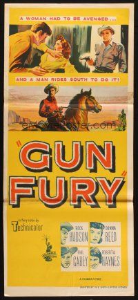 4e879 GUN FURY Aust daybill '53 Phil Carey steals Donna Reed & leaves Rock Hudson to die!