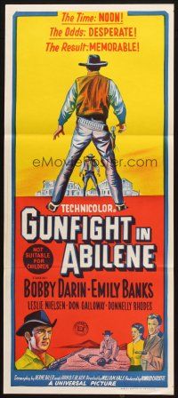 4e881 GUNFIGHT IN ABILENE Aust daybill '67 art of cowboy Bobby Darin in a showdown!