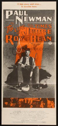 4e913 LIFE & TIMES OF JUDGE ROY BEAN Aust daybill '72 John Huston, art of Newman by Richard Amsel!