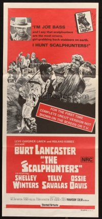 4e959 SCALPHUNTERS Aust daybill R70s great art of Burt Lancaster & Ossie Davis fighting in mud!