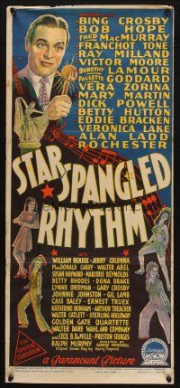 4e969 STAR SPANGLED RHYTHM Aust daybill '43 Richardson Studio art of Bob Hope & more!