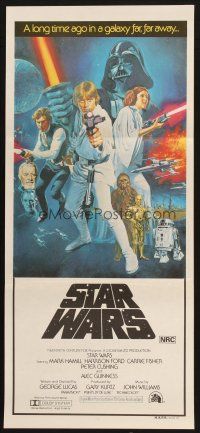 4e971 STAR WARS Aust daybill '77 George Lucas classic sci-fi epic, art by Tom William Chantrell!