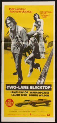 4e986 TWO-LANE BLACKTOP Aust daybill '71 James Taylor is the driver, Oates is GTO, Laurie Bird!