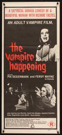 4e988 VAMPIRE HAPPENING Aust daybill '71 beautiful woman with bizarre taste, adult vampire film!