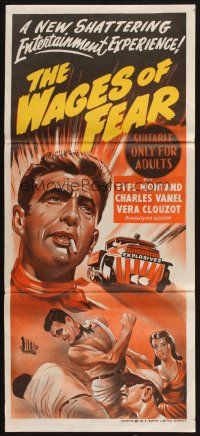 4e993 WAGES OF FEAR Aust daybill '53 Yves Montand, Henri-Georges Clouzot's suspense classic!