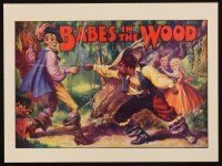 4e006 BABES IN THE WOOD stage play English herald '30s art of lost kids watching men fight!