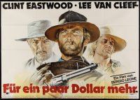 4e459 FOR A FEW DOLLARS MORE German 33x47 R78 Casaro art of Clint Eastwood, Van Cleef & Kinski!