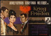 4e470 WAR & PEACE German 33x47 R60s Audrey Hepburn, Henry Fonda & Mel Ferrer, Tolstoy epic!