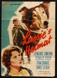 4e580 HILLS OF HOME German '57 art of Lassie, Janet Leigh & Edmund Gwenn, very rare!