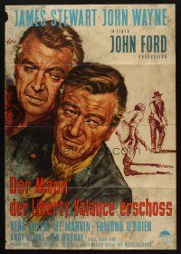 4e598 MAN WHO SHOT LIBERTY VALANCE German '62 John Wayne & James Stewart together, Goetze art!