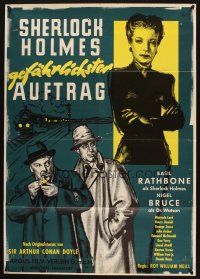 4e640 SHERLOCK HOLMES IN GEHEIMER MISSION German '50s Basil Rathbone, Nigel Bruce, Garn art!