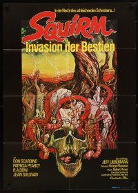 4e653 SQUIRM German '76 gruesome Drew Struzan border art, it was the night of the crawling terror!