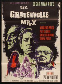 4e663 TALES OF TERROR German '64 art of Peter Lorre, Vincent Price & Basil Rathbone, rare!
