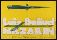 4e479 NAZARIN German 16x23 '65 Luis Bunuel, cool Hans Hillman artwork of knife!