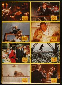 4e504 VIEW TO A KILL set 1 German LC poster '85 action images of Roger Moore as Bond, Grace Jones!