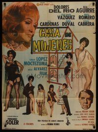 4e035 HOUSE OF WOMEN Mexican poster '66 Dolores del Rio, lots of photos of sexy girls!
