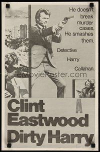4e016 DIRTY HARRY New Zealand daybill '71 Clint Eastwood pointing gun, Don Siegel crime classic!