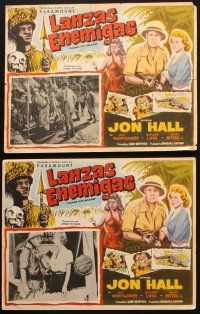 4e048 THUNDER OVER SANGOLAND set of 6 Mexican LCs '55 Jon Hall in Africa fighting natives!