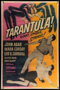 4f063 TARANTULA 40x60 '55 great art of the 100 foot high spider monster + John Agar & Mara Corday!