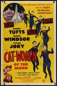 4f020 CAT-WOMEN OF THE MOON 1sh '53 campy cult classic, they're fiery, fearless & ferocious!