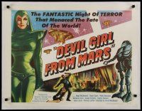 4f073 DEVIL GIRL FROM MARS linen 1/2sh '55 the fantastic night of terror that menaced the world!