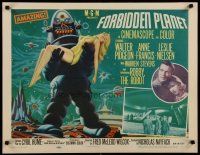 4f093 FORBIDDEN PLANET style B 1/2sh '56 classic art of Robby the Robot carrying sexy Anne Francis!