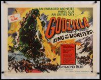 4f084 GODZILLA KING OF THE MONSTERS linen 1/2sh '56 Gojira, art of the unstoppable titan of terror!