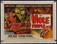 4f106 MOLE PEOPLE linen style A 1/2sh '56 great different art of subterranean monster & sexy girl!