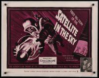 4f137 SATELLITE IN THE SKY linen 1/2sh '56 five men and a girl marooned in outer space, cool art!