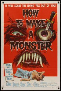 4f230 HOW TO MAKE A MONSTER 1sh '58 ghastly ghouls, it will scare the living yell out of you!