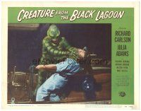 4f033 CREATURE FROM THE BLACK LAGOON LC #5 '54 best close up of monster attacking man on boat!