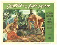 4f037 CREATURE FROM THE BLACK LAGOON LC #6 '54 divers Carlson & Denning catch the monster in net!