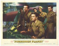 4f100 FORBIDDEN PLANET LC #3 '56 Leslie Nielsen at controls of spaceship with crew behind him!