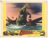 4f090 GODZILLA KING OF THE MONSTERS LC #6 '56 great image of Gojira in water destroying bridge!