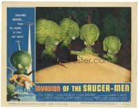 4f146 INVASION OF THE SAUCER MEN LC #2 '57 c/u of 4 cabbage head aliens making plans by car!