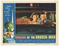 4f148 INVASION OF THE SAUCER MEN LC #6 '57 best image of alien hand reaching for couple in car!
