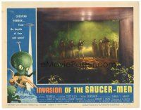 4f151 INVASION OF THE SAUCER MEN LC #7 '57 soldiers with rifles in tunnel, wonderful border art!