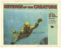 4f057 REVENGE OF THE CREATURE LC #4 '55 great close up of the monster swimming underwater!