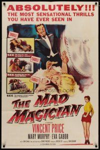 4f046 MAD MAGICIAN 1sh '54 Vincent Price is a crazy magician who performs dangerous tricks!