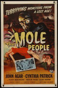 4f104 MOLE PEOPLE 1sh '56 from a lost age, horror crawls from the depths of the Earth!